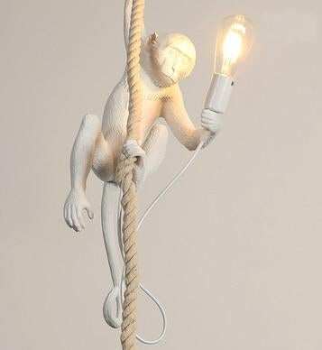 Modern Black Monkey Lamp Hemp Rope Pendant Lights American Country Resin Loft Industrial Hanging Luminaire Home Decor
