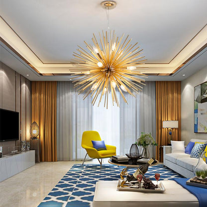 Golden Dandelion Metal Designer Pendant Light Stainless Steel Bayonet Geometric Ball Pendant Lamp Hanging Lamps