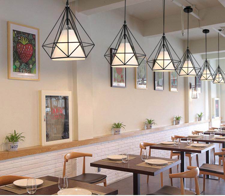 modern cage pendant light iron minimalist retro Scandinavian loft pyramid pendant lamp metal Hanging Lamp E27 Indoor DD01