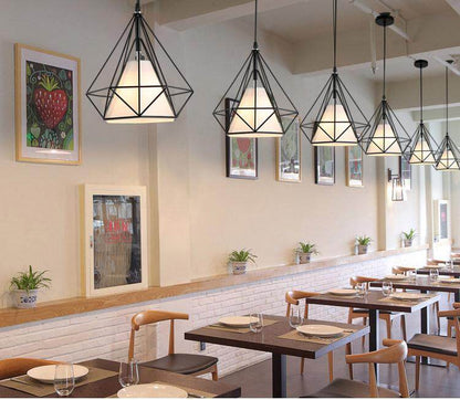 modern cage pendant light iron minimalist retro Scandinavian loft pyramid pendant lamp metal Hanging Lamp E27 Indoor DD01