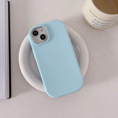 Ellipse Plating Lens Frame Solid Color Phone Case For iPhone 17 16 Pro Max 15 14 Plus 13 12 11 Shockproof Silicone Back Cover