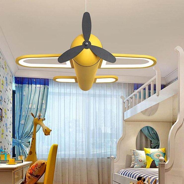 LED Pendant Light For Children Baby Bedroom Blue Airplane Shape Remote Control Lamp Lighting Lamparas Luminaria Avize