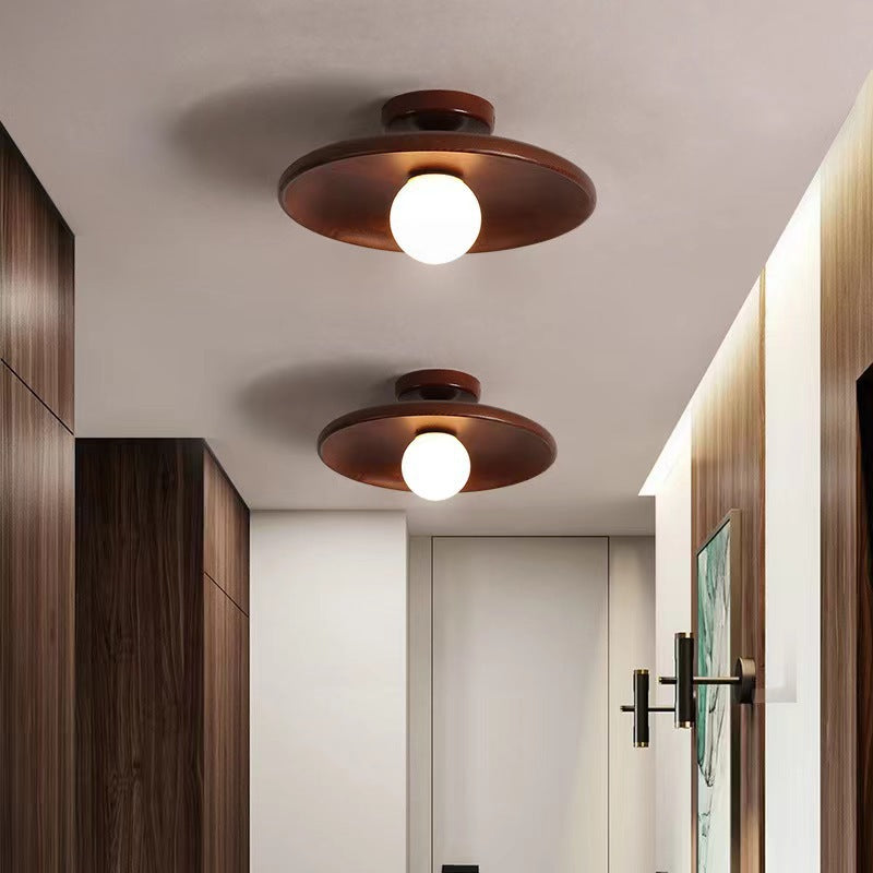 Modern Wooden Ceiling Light Log Color Walnut Wood Ceiling Lamps Surface Ceiling Lighting G9