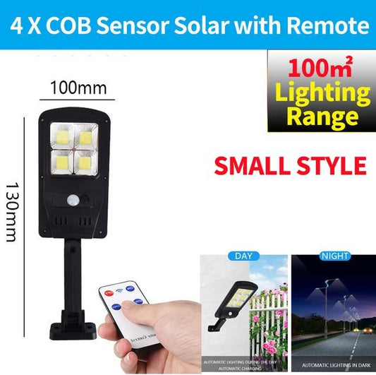300W Remote Control Upgraded COB Solar Light PIR Motion Sensor IP65 Outdoor Solar Wall Street Light Waterproof Lamp
