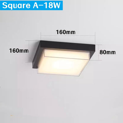 Square Outdoor LED Ceiling Lamp Surface Mounted Waterproof Sconces Garden Exterior Wall Lighting