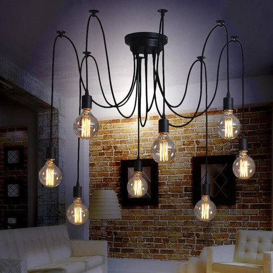 DIY Vintage Nordic Spider Pendant Lamp Multiple Adjustable Retro Pendant Lights Loft Classic Decorative Fixture Lightings