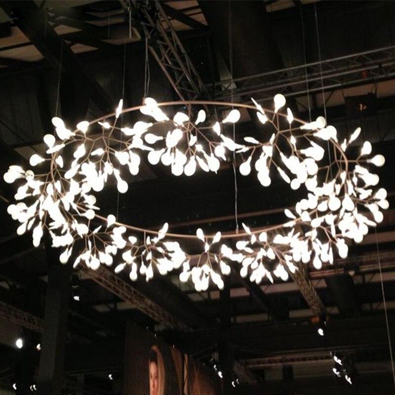 Big Round Modern LED Lamp Firefly Tree Branch Leaf Pendant Light Flower Suspension Lamps Restaurant Art Bar Home Lighting