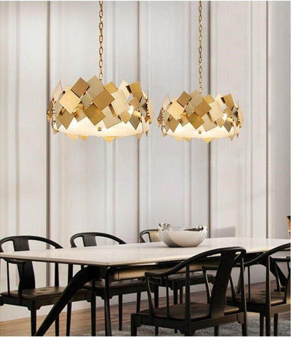 Modern Gold Stainless Steel Pendant Light Luxury Living Room Dinning Room Lustre Pendent American Simple Metal Hanging Light
