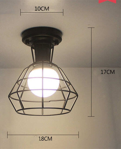 Vintage Ceiling Lights Lustre Luminaria Led Ceiling Lamp Loft Iron Cage Fixtures Lighting