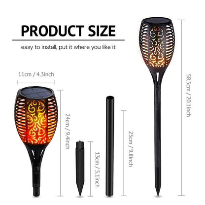 Garden Solar powered LED luz Flame Lamp Waterproof 33LEDs Lawn camps Flame Flickering Torch Light Outdoor Solar LED Fire Lights