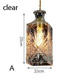 Modern Personality E27 Glass Hanging Lights Wine Bottle Engraved Pendant Lamps For Dining Room Living Room Restaurant Cafe Bar