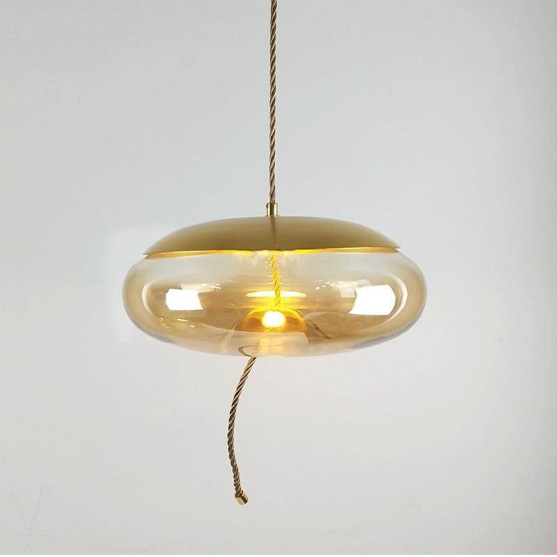 Modern Loft Industrial Lamp Blue Glass Pendant Light LED Art Deco Nordic White Hang Lamp For Living Room Kitchen Bedroom Parlor
