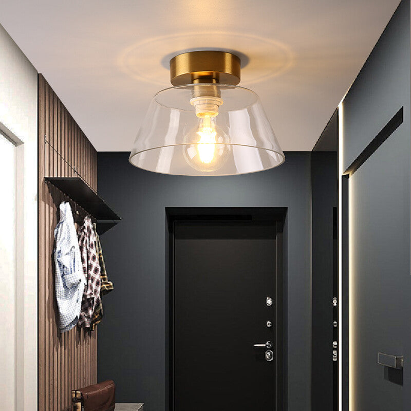 Modern Glass Ceiling Lamp Amber Green Glass Hood For Dining Room Home LED Decoration Light Fixture