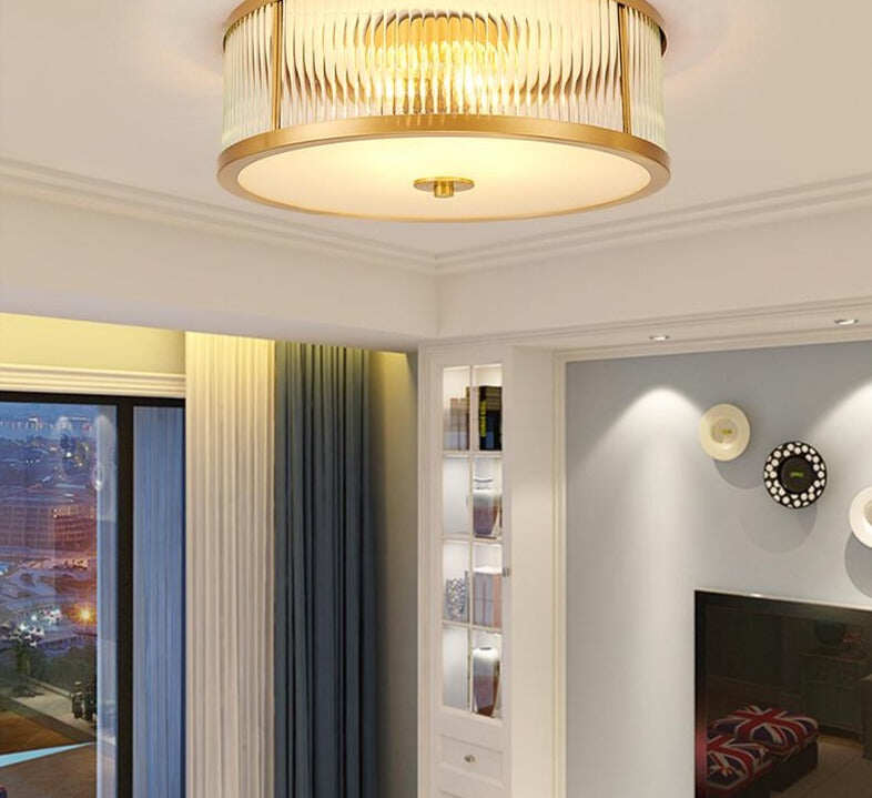 Nordic LED Ceiling Lights Luxury Vintage Glass Copper Luminarias Para Teto Living Room Bedroom Ceiling Home Lighting