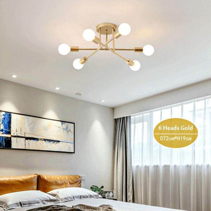 6/8 Head LED Industrial Iron Ceiling Light Living Room Lighting Nordic 220V E27 LED Lamp