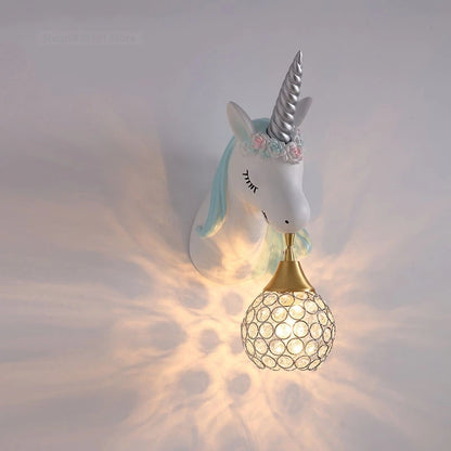 Nordic Modern Unicorn Wall Lamps Simple Individual Lovely Kids Room Wall Lights Bedroom Lamp Cartoon Sconce Wall Light