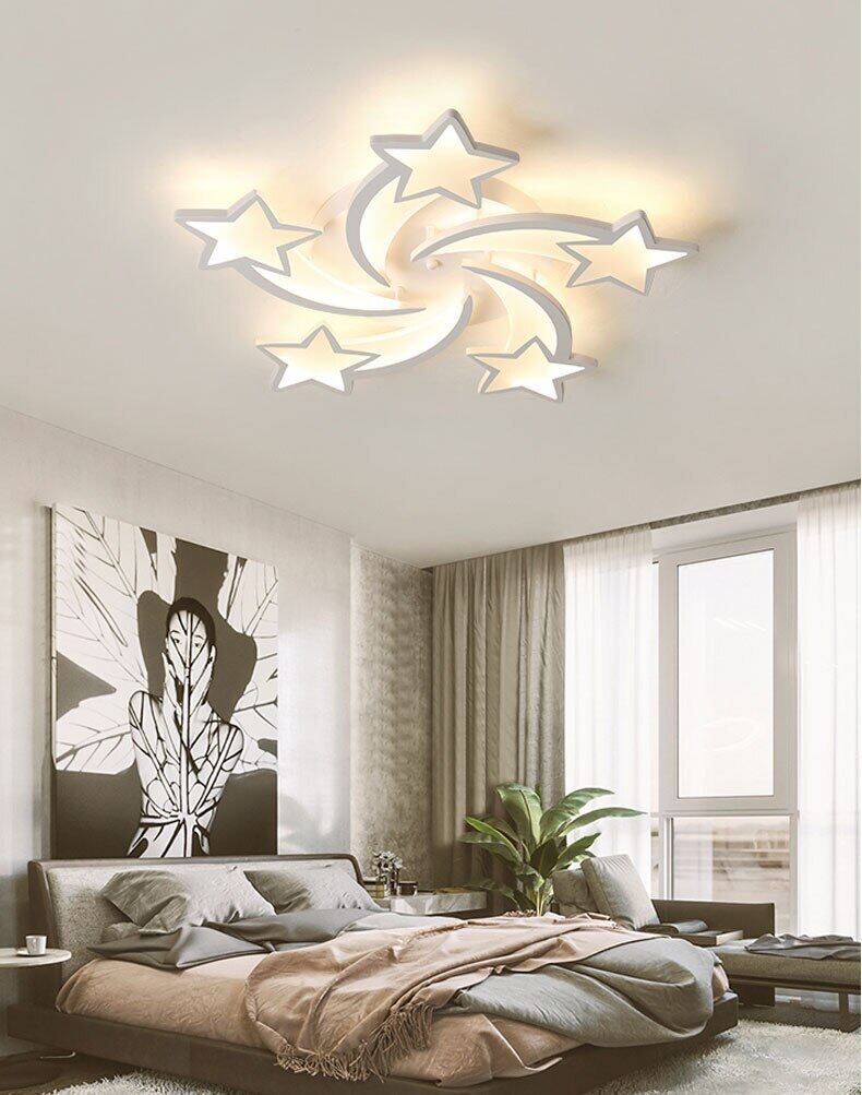 IRALAN modern led chandelier art deco  room indoor lamp white star for living room dining room bedroom kid's room kitchen remote