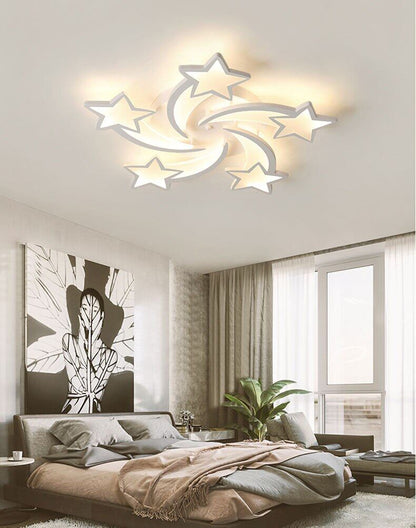 IRALAN modern led chandelier art deco  room indoor lamp white star for living room dining room bedroom kid's room kitchen remote