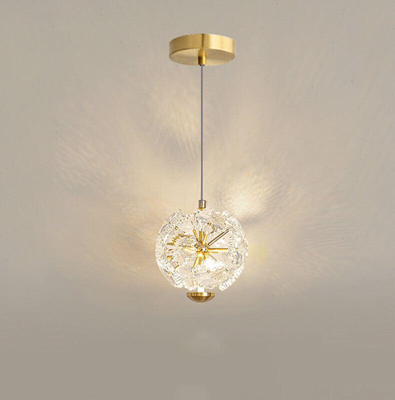 Light Luxury French Modern Crystal Bedroom Headboard Long Chandelier Dandelion Dining Room Bedroom Atmosphere Water Cube Lamp