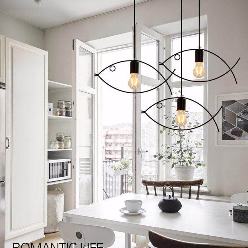 Nordic minimalist retro clothing store creative personality small fish chandelier bar restaurant wrought iron single three head