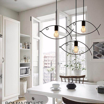 Nordic minimalist retro clothing store creative personality small fish chandelier bar restaurant wrought iron single three head