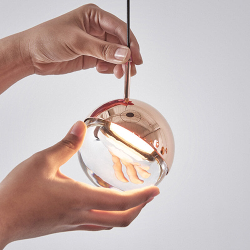 Nordic Loft Rose Gold crystal Ball Pendant Light Personality Designer Aisle Bar Living Room Bedside Suspension Light Fixtures