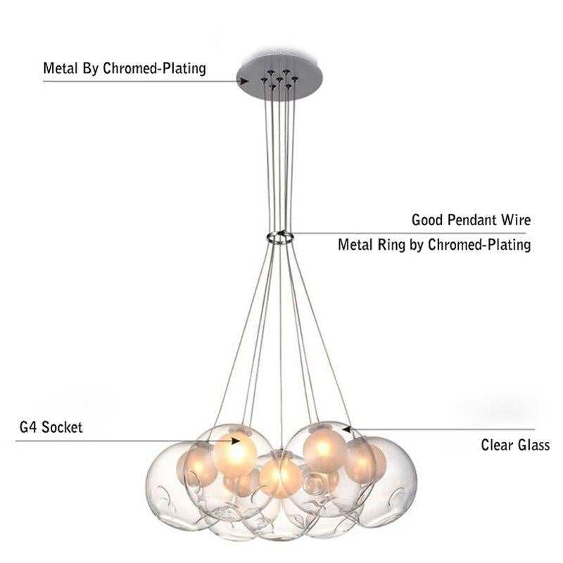 Nordic Modern LED Double-Deck Glass Ball Pendant Lights G4 Bulb Hall Lights