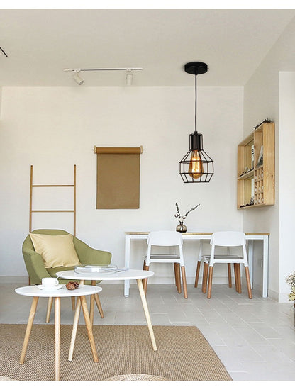 Modern Pendant Light Black Iron Hanging Cage Vintage Led Lamp E27 Industrial Loft Retro Dining Room Restaurant Bar Counter