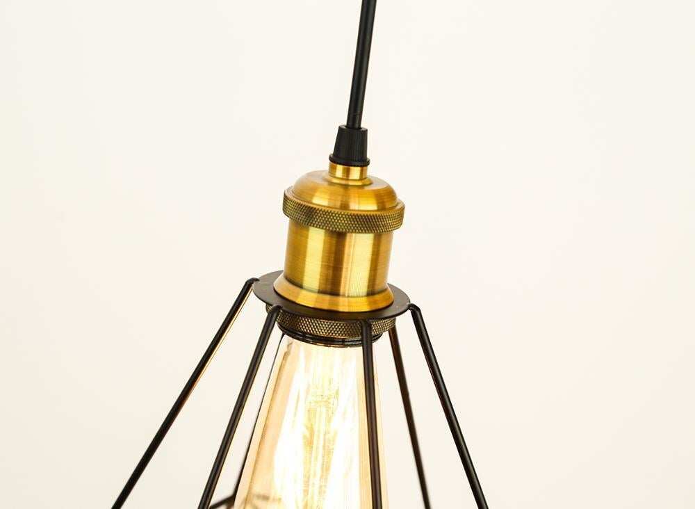 Modern  Industrial Vintage Cage Pendant Light Iron Art Diamond Pyramid Wrought home Ceiling Lamp Suitable for E27 bulbs