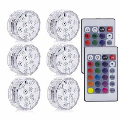 10LED RGB LED Underwater Light Pond Submersible IP67 Waterproof Swimming Pool Light Battery Operated For Wedding Party