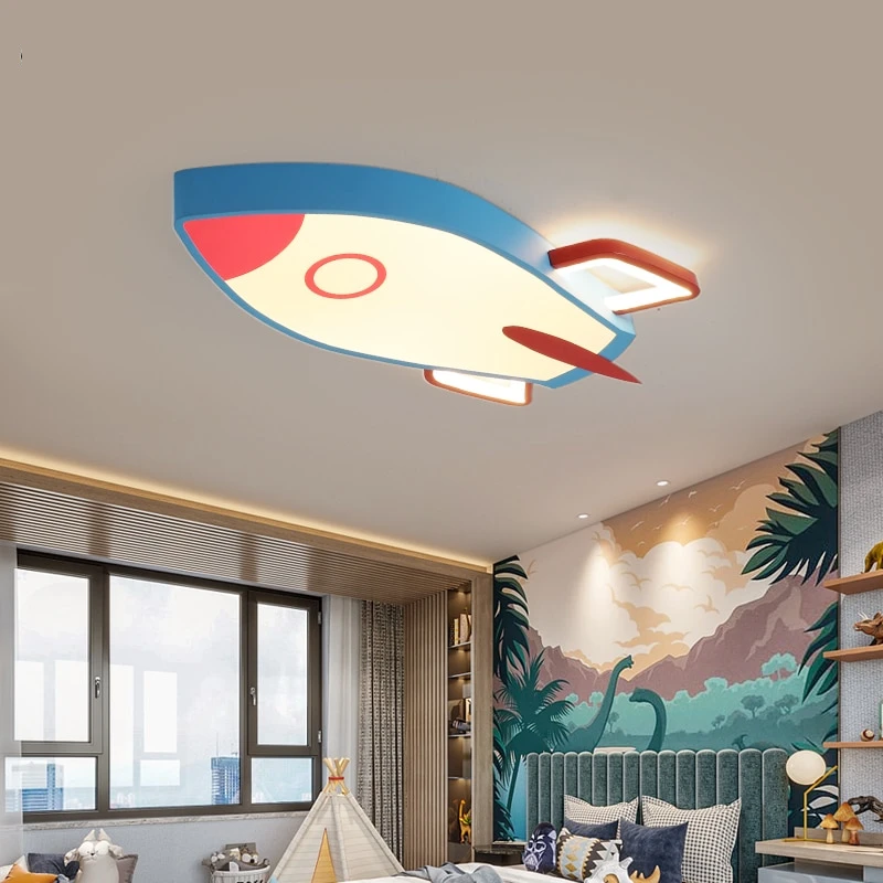 Airplane LED Ceiling Lights Boy's Girl's Study Room Bedroom Modern Lamp Lighting New Fixture Remote Control Luminaria