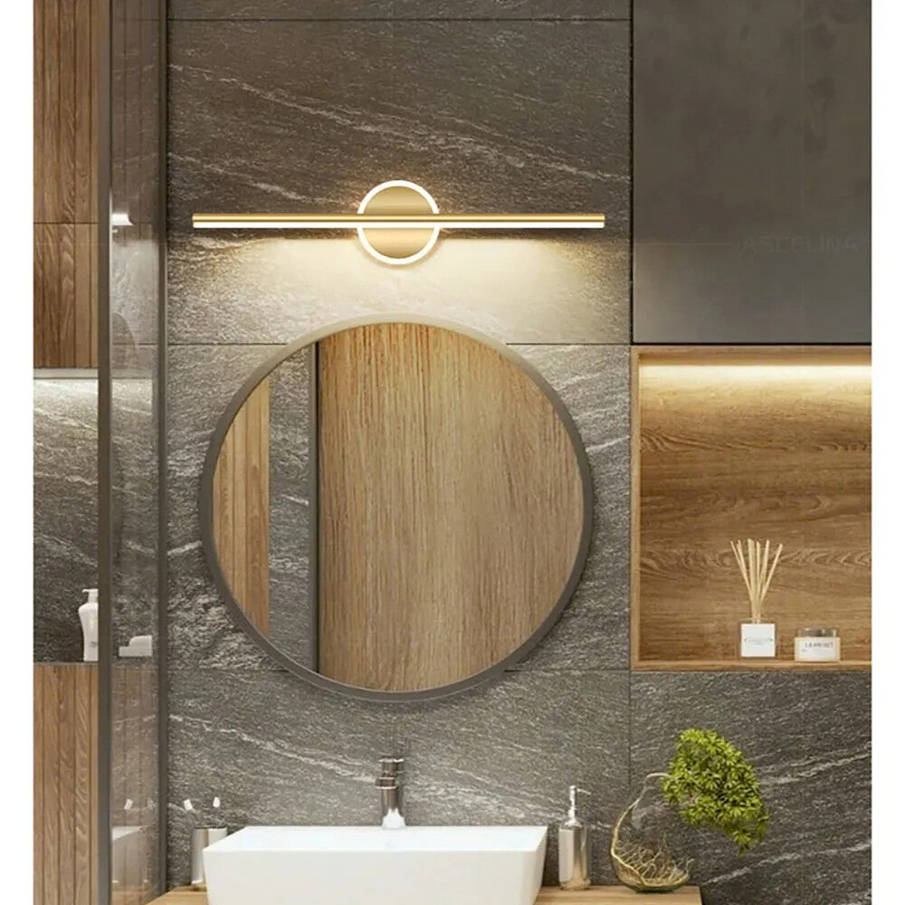 Modern LED Wall Lamp Mirror Front Light 40/60cm Simple Gold Black Indoor Lighting Fixture