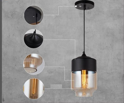 Glass Nordic Modern Pendant Lamp Dinning Room Bar Cafe Loft Vintage Light Hanging Lights Industrial Lighting Fixtures LED