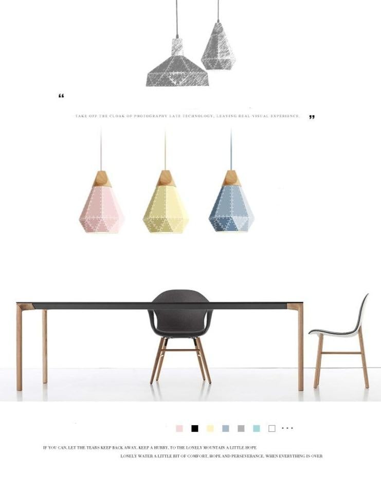 Modern minimalist design pendant lamp Nordic creative colorful led lamp home lighting bar restaurant iron solid wood lamp living
