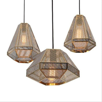Post Modern Pendant Light Stainless Steel Diamond Shape Kitchen Hanging Lamp Loft Hanglamp Living Room Pendant Lamp Decor