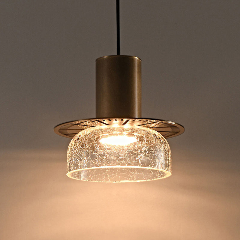 Creative Cracked Glass LED Pendant Light Gold Metal Clear Amber For Dining Room Bedroom Crod Adjustable