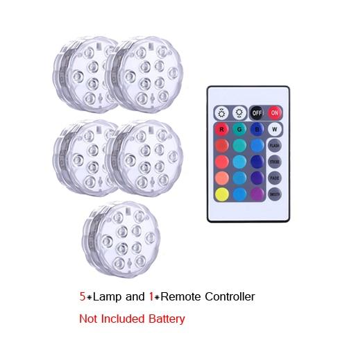 Underwater Light Waterproof Battery Operated 10LED Multi Color Submersible LED Lamp for Fish Tank Swimming Pool Wedding Party