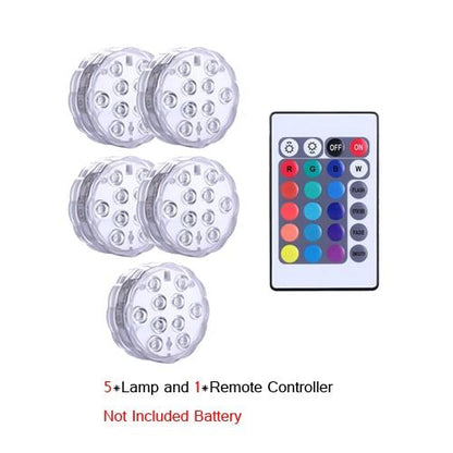 Underwater Light Waterproof Battery Operated 10LED Multi Color Submersible LED Lamp for Fish Tank Swimming Pool Wedding Party
