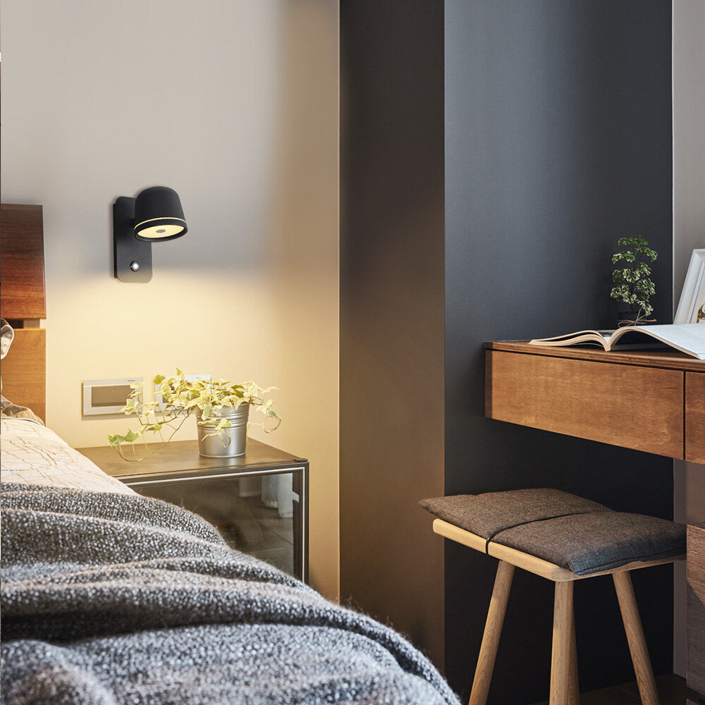 LED Dimmable Wall Lamp with On/Off Switch Adjust Brightness and 3-CCT Rotation Wall Sconce for Bedside Living Room