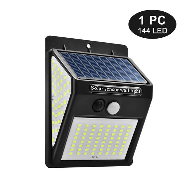 100/144 LED Outdoor Solar Wall Lamp PIR Motion Sensor Waterproof Light Garden Path Emergency Security Light 3 Sided Luminous