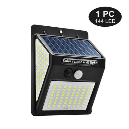 100/144 LED Outdoor Solar Wall Lamp PIR Motion Sensor Waterproof Light Garden Path Emergency Security Light 3 Sided Luminous