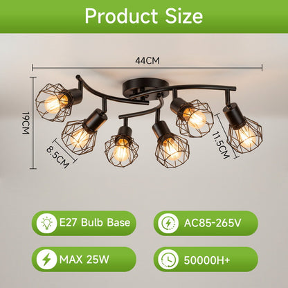 Metal Cage Ceiling Chandelier Vintage E27 Ceiling Lights Indoor Multi heads Chandelier For Living Room Kitchen Lighting Fixture