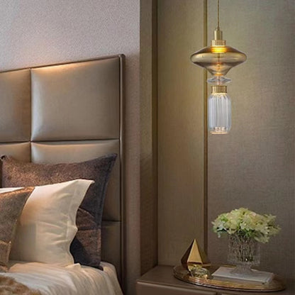 Clear Amber Glass LED Chandelier Modern Pendant Lamp Hall Parlor Restaurant Bedside Lighting Fixtures