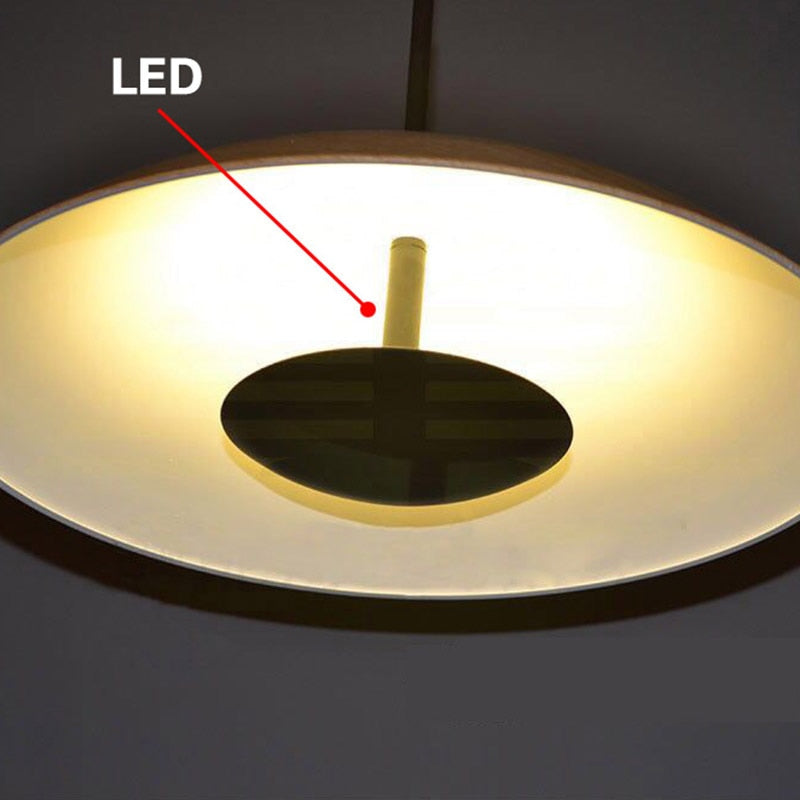 Modern Led Pendant Light Kitchen Black Round Cafe Nordic Study Living Room Bedroom Ufo Hanging Lamp