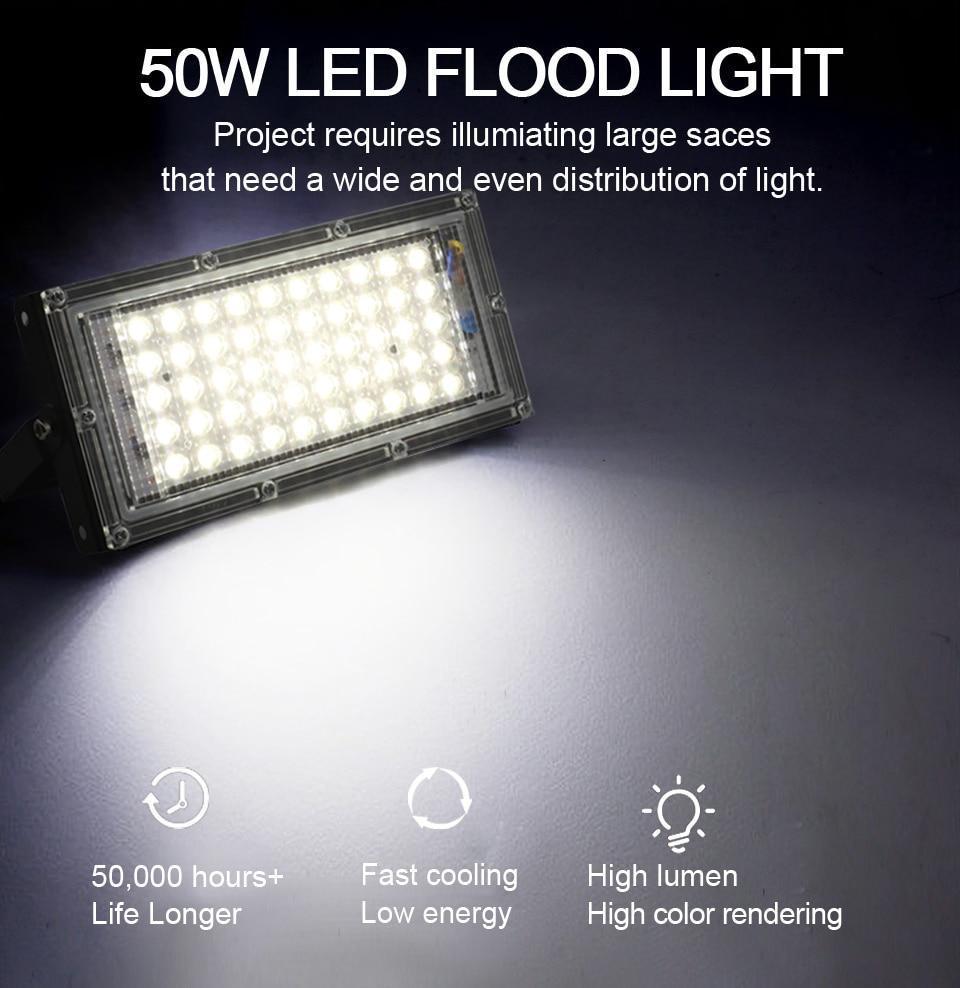 LED Flood Light 50W AC  Outdoor Lighting Waterproof IP65 Floodlight LED Spotlight Big Power Fixture Reflector