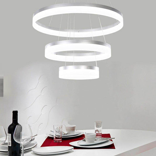 Nordic Ring Pendant Lamp Restaurant Bar Lighting LED Circle Hanging Lamp Stepless Dimming Steel Wire Fashion Simple Light