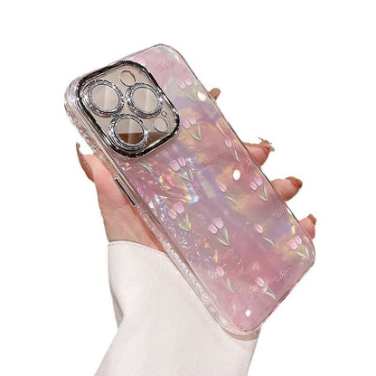 Pink Tulip Blossoms Case for IPhone 17 16 Pro Max 15 14 Plus 13 12 11 Full-coverage Protective Hard Case for Drop Protection
