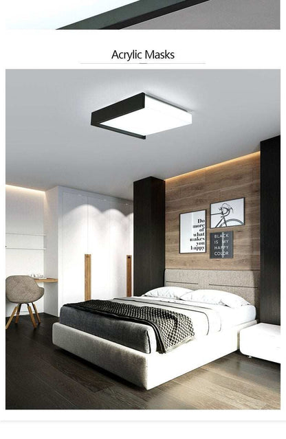 Black / White Square Minimalism Simple LED Ceiling Lights For Living Room Bedroom