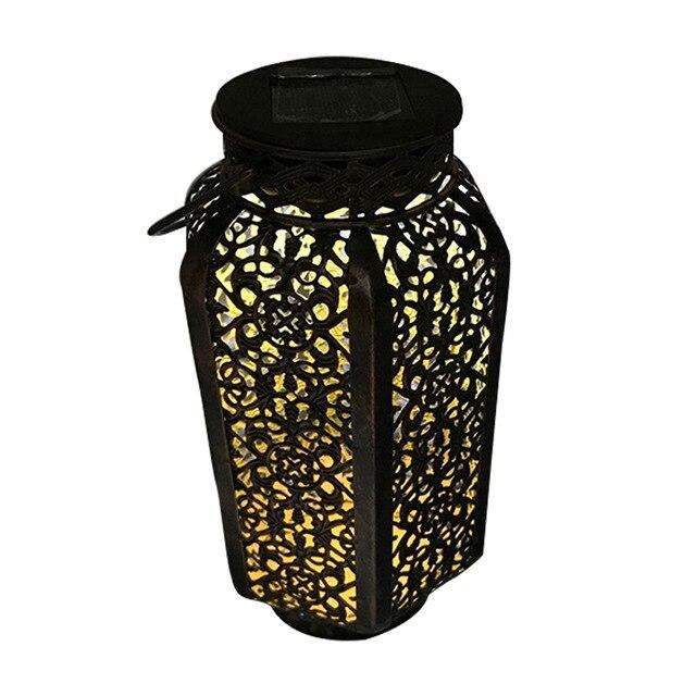 Retro Garden Solar Lamp Hollowed Out maple leaf Shadow Lantern Hanging Hollow Lamp Outdoor Lighting Waterproof Landscape Lamp