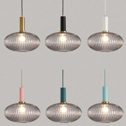Novelty Stripe Glass Hanging Lights E27 LED 6 Color Lamp Holder Pendant Lamp For Kitchen Living Room Bedroom Hotel Restaurant